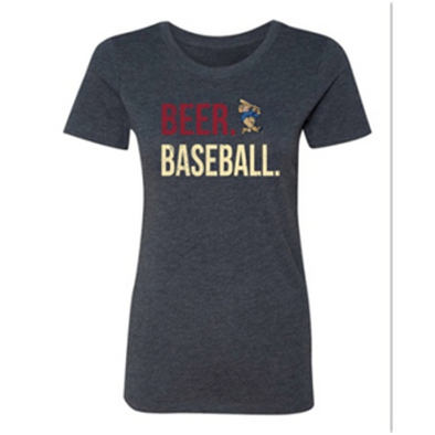 108 Women's Beer Baseball Navy with Swinging Teddy T-Shirt