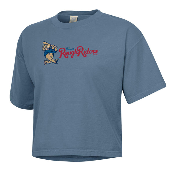 Comfort Wash RoughRiders Crop Blue Tee